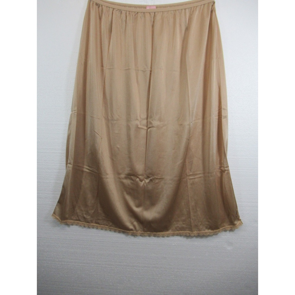 Comfort Choice Satin Skirt Half Slip Plus Size 1X Beige Nylon